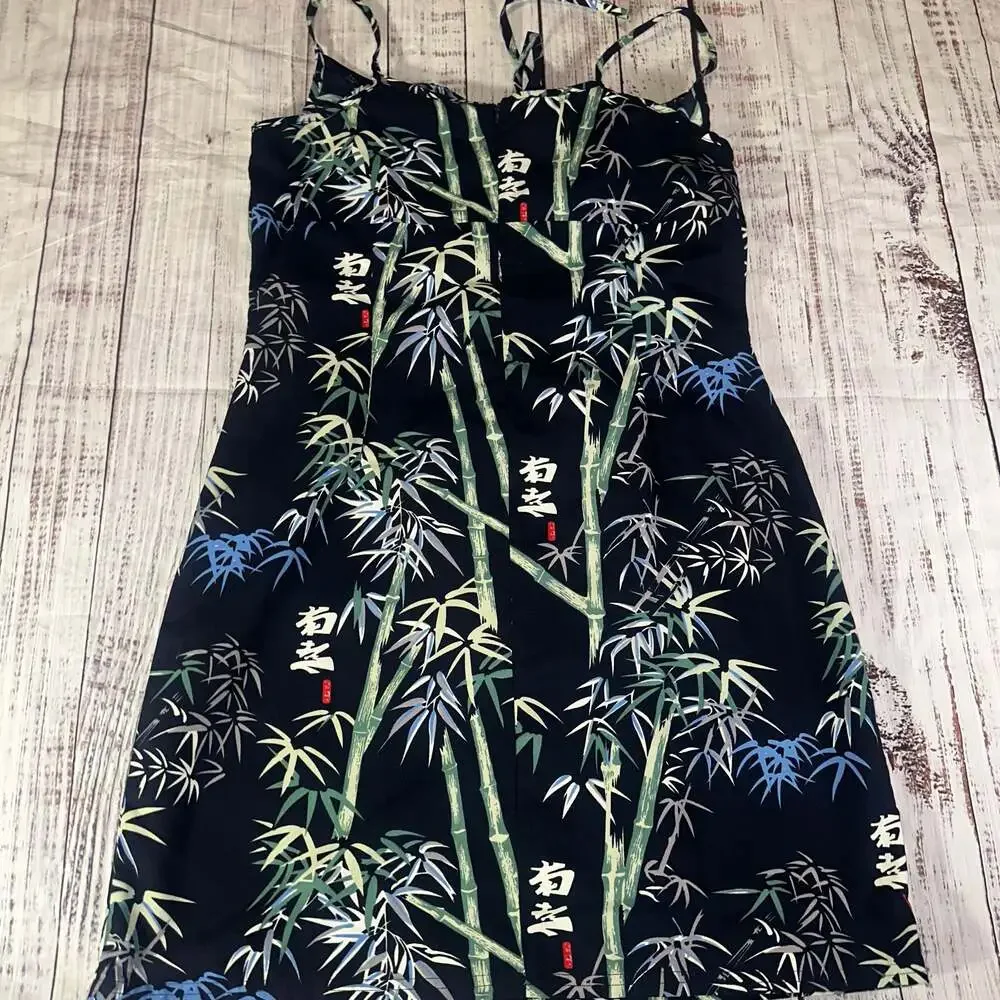 Coconut Pier Collection Bamboo Print Spaghetti Strap Mini Dress-XL